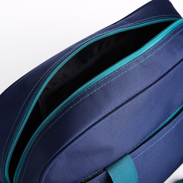 Сумка спортивная на молнии, наружный карман, длинный ремень, цвет синий/бирюзовый - фото 3 - id-p216663315