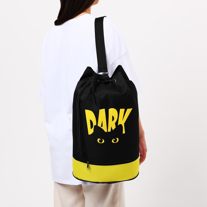Рюкзак-торба Dark cat, 45х20х25, отдел на стяжке шнурком, жёлтый/чёрный - фото 6 - id-p210188340