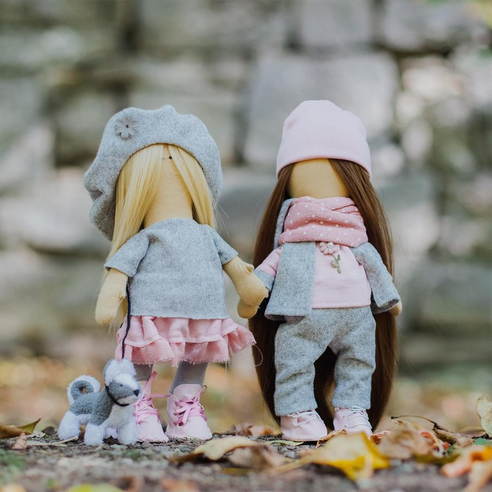 Набор для шитья. Интерьерные куклы «Подружки Вики и Ники- на прогулку», 30 см - фото 5 - id-p180512133