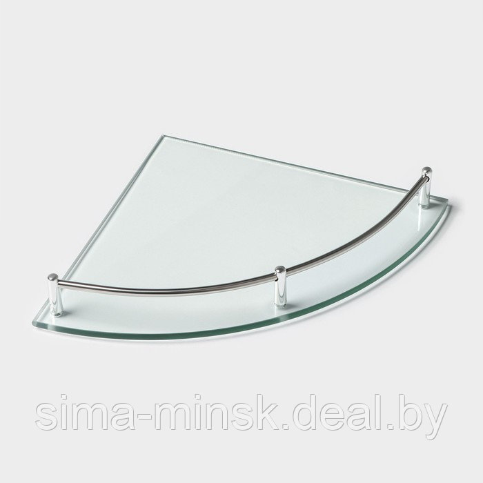 Полка угловая для ванной комнаты, 24×24×4 см, металл, стекло - фото 1 - id-p203563386