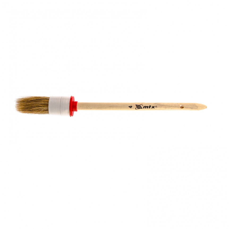Кисть круглая № 4 (25 мм), натуральная щетина, деревянная ручка MTX - фото 1 - id-p216666631