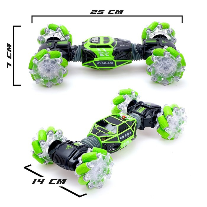 Машинка-перевёртыш HYPER SKIDDING с управлением жестами, свет, масштаб 1:16, цвет зелёный - фото 2 - id-p180506874