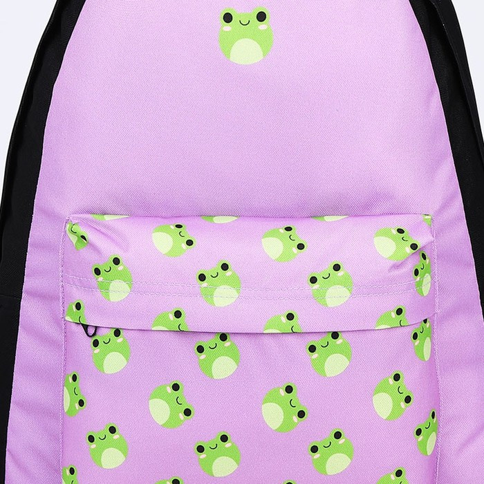 Рюкзак текстильный Лягушки, с карманом, 29х12х40 фиолетовый - фото 2 - id-p211520713