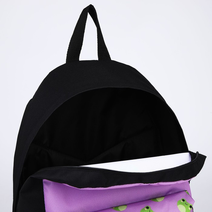 Рюкзак текстильный Лягушки, с карманом, 29х12х40 фиолетовый - фото 5 - id-p211520713