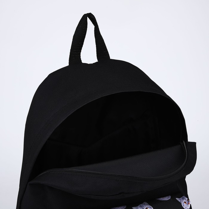 Рюкзак текстильный Коты, с карманом, цвет чёрный - фото 5 - id-p211520715