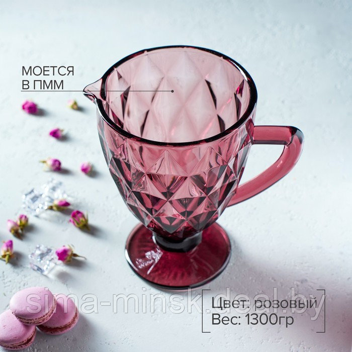 Кувшин стеклянный Magistro «Круиз», 1,1 л, цвет розовый - фото 2 - id-p156318891