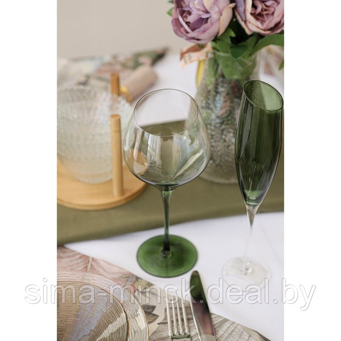 Бокал стеклянный для вина Magistro «Иллюзия», 540 мл, 10×24 см, цвет ножки зелёный - фото 3 - id-p199565682