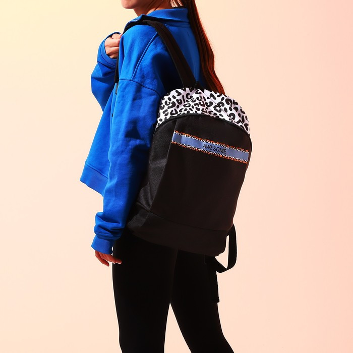 Рюкзак текстильный Awesome, 46х30х10 см, вертик карман, цвет чёрный - фото 7 - id-p208930631