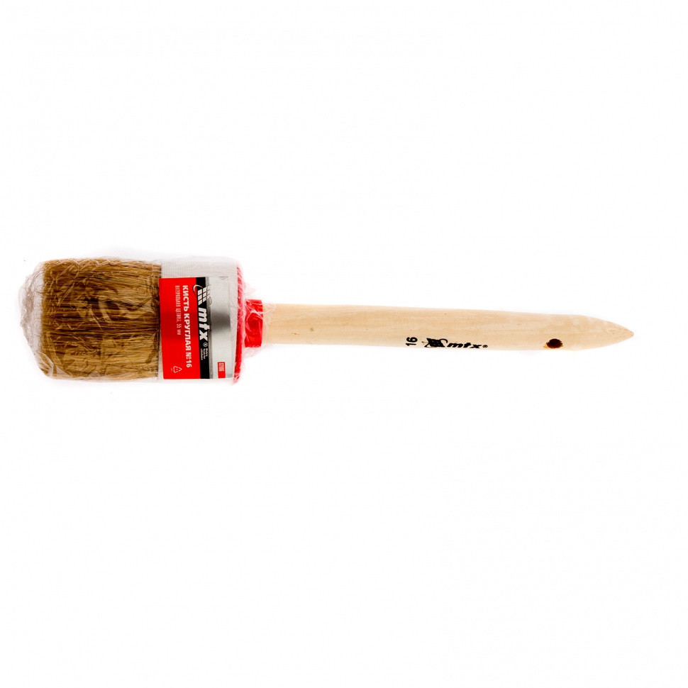 Кисть круглая №16 (55 мм), натуральная щетина, деревянная ручка MTX - фото 3 - id-p216668896