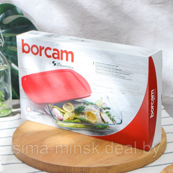 Форма для запекания и выпечки из жаропрочного стекла Borcam, 1,95 л, с крышкой - фото 8 - id-p203567053