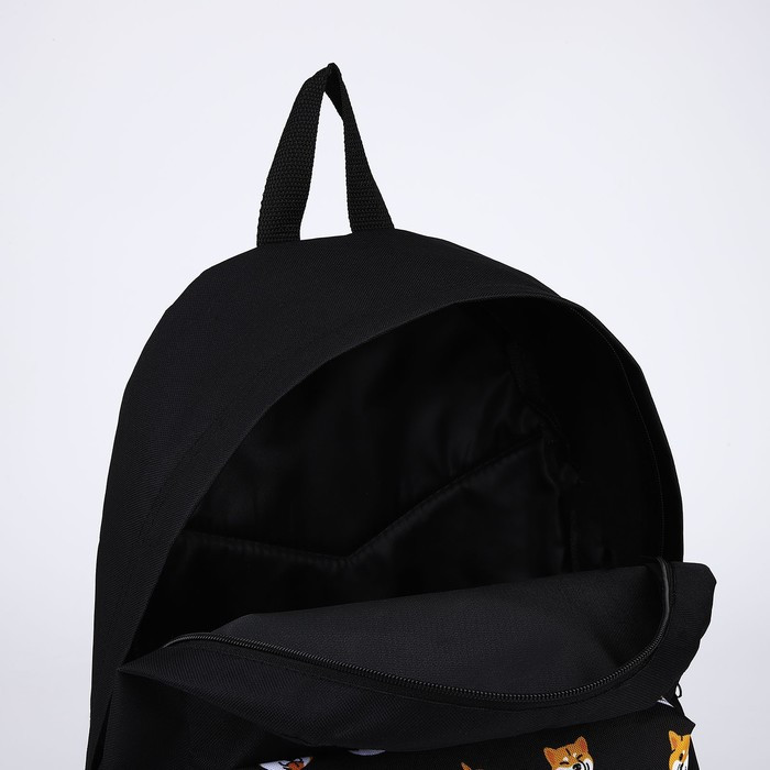 Рюкзак текстильный Сиба-ину, с карманом, цвет чёрный - фото 5 - id-p211520716