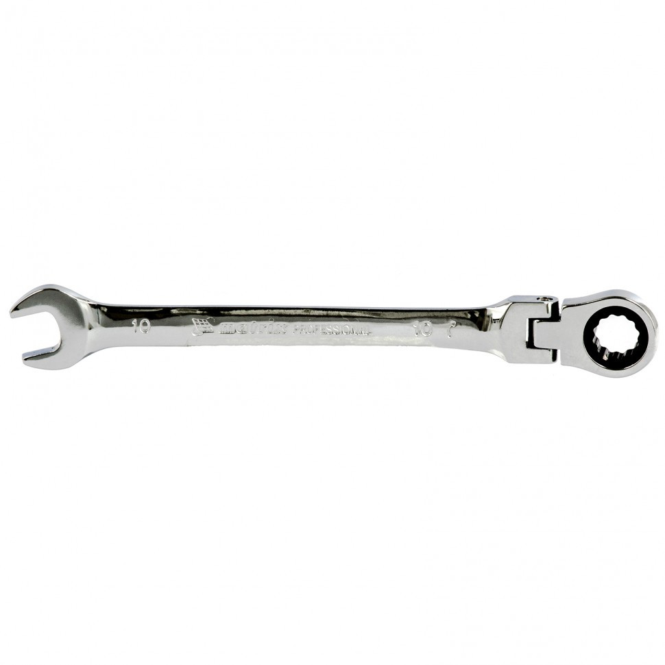 Ключ комбинированный трещоточный, 10 мм, CrV, шарнирный, зеркальный хром Matrix Professional - фото 1 - id-p216671246