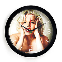 Часы настенные, серия: Люди, "Мерлин Монро", плавный ход, d=28 см, черные