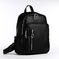 Рюкзак на молнии, 6 наружных карманов, цвет чёрный