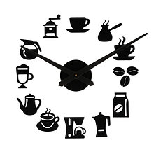 Часы-наклейка, серия: DIY, "Время кофе", d-120 см, мин. стрелка 39 см, ч. стрелка 31.5 см