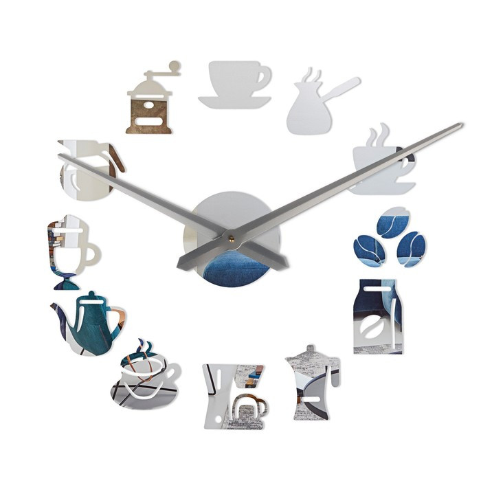 Часы-наклейка, серия: DIY, "Время кофе", d-120 см, мин. стрелка 39 см, ч. стрелка 31.5 см - фото 1 - id-p213428666