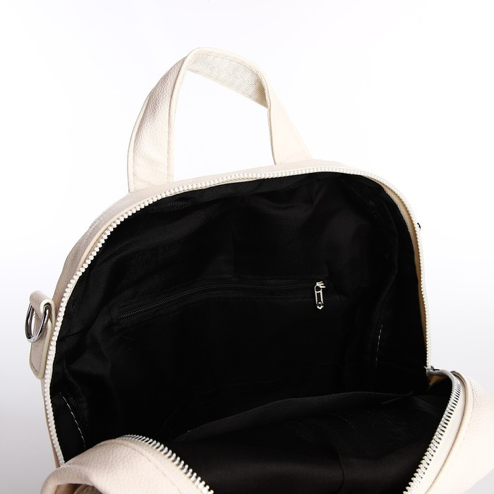 Рюкзак на молнии, 6 наружных карманов, цвет молочный - фото 4 - id-p216662698