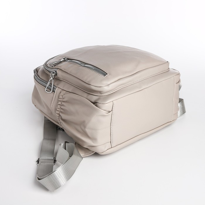 Рюкзак на молнии, 6 наружных карманов, цвет бежевый - фото 3 - id-p216662699