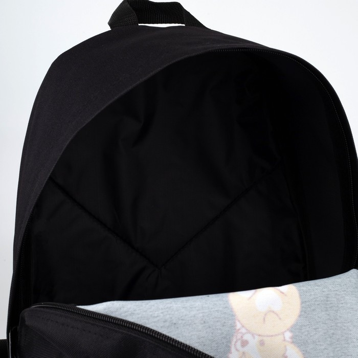 Рюкзак молодёжный «Корги», 33х13х37 см, отд на молнии, н/карман, чёрный - фото 7 - id-p203024881