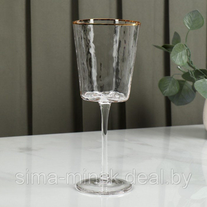 Бокал стеклянный для вина Magistro «Жемчуг», 300 мл, 8,5×22 см, форма треугольник, с золотой отводкой - фото 2 - id-p216676273