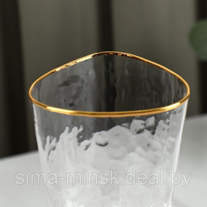Бокал стеклянный для вина Magistro «Жемчуг», 300 мл, 8,5×22 см, форма треугольник, с золотой отводкой - фото 3 - id-p216676273