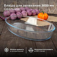 Форма из жаропрочного стекла для запекания и выпечки овальная Доляна, 3 л, 35×24×6 см