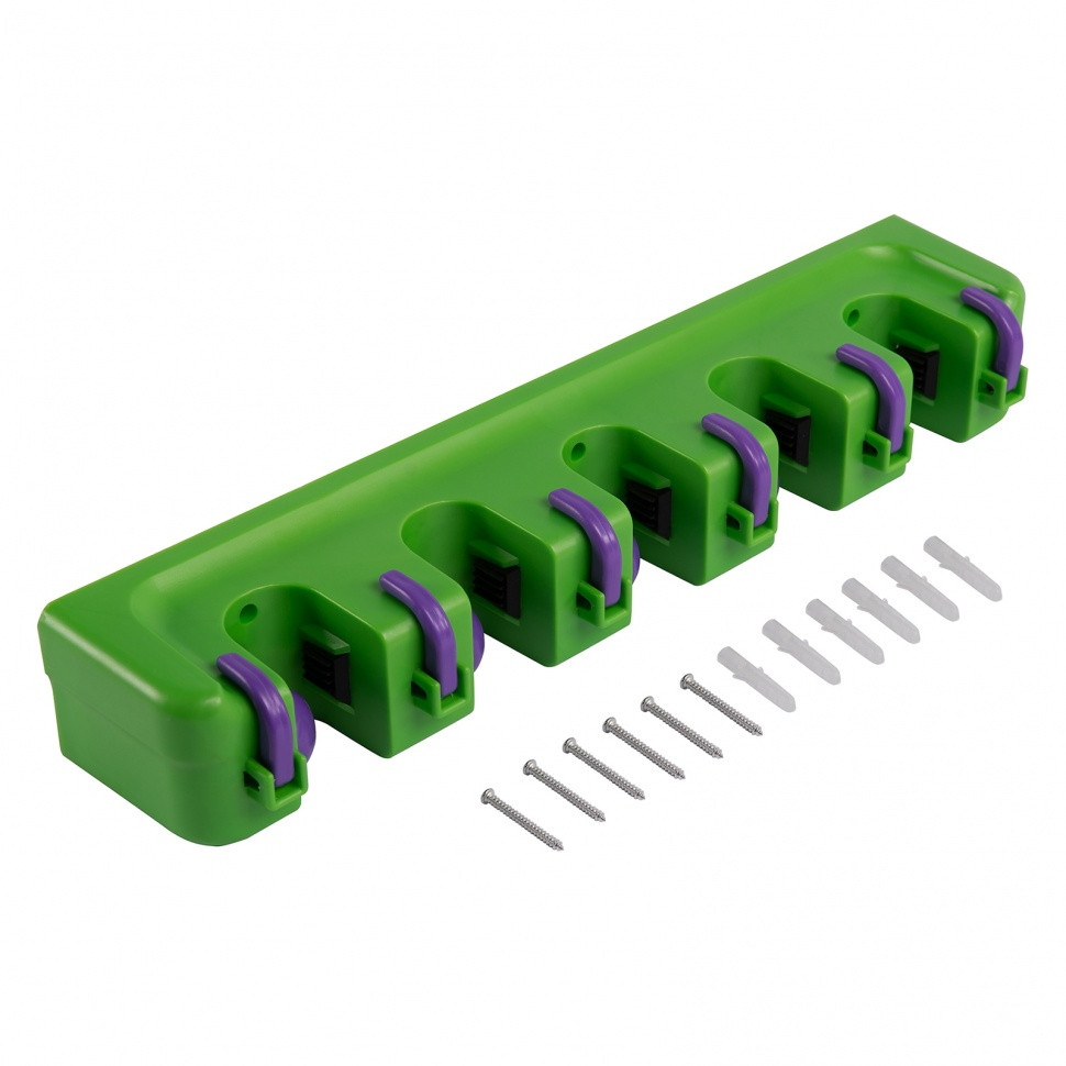 Пластиковый настенный держатель для садово - огородного инструмента, 5 ячеек, 6 крюков, Palisad - фото 8 - id-p216675435