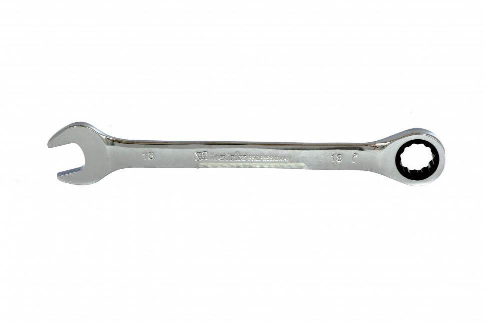 Ключ комбинированный трещоточный, 18 мм, CrV, зеркальный хром Matrix Professional - фото 1 - id-p216672852