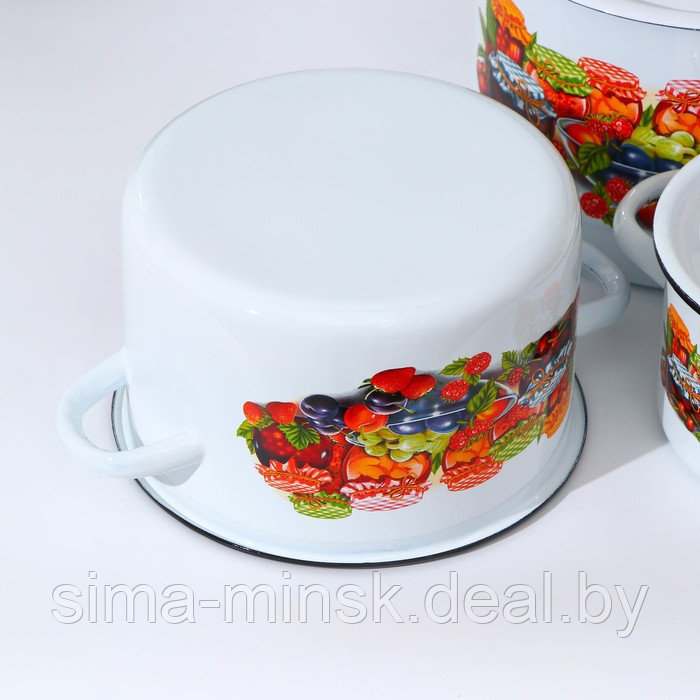Набор посуды «Варенье», 3 предмета: 1,5 л, 2,9 л,4,5 л, индукция, цвет белый - фото 3 - id-p216678415