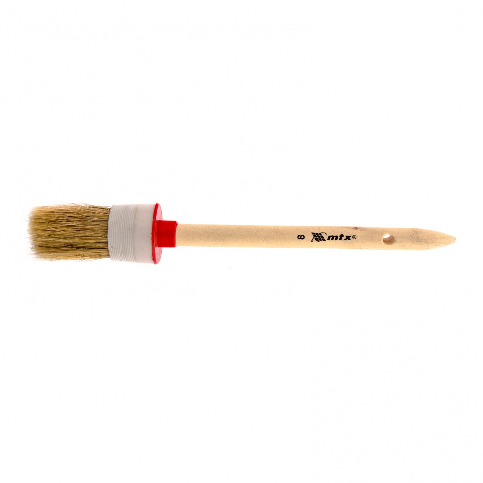 Кисть круглая № 8 (35 мм), натуральная щетина, деревянная ручка MTX - фото 1 - id-p216666956