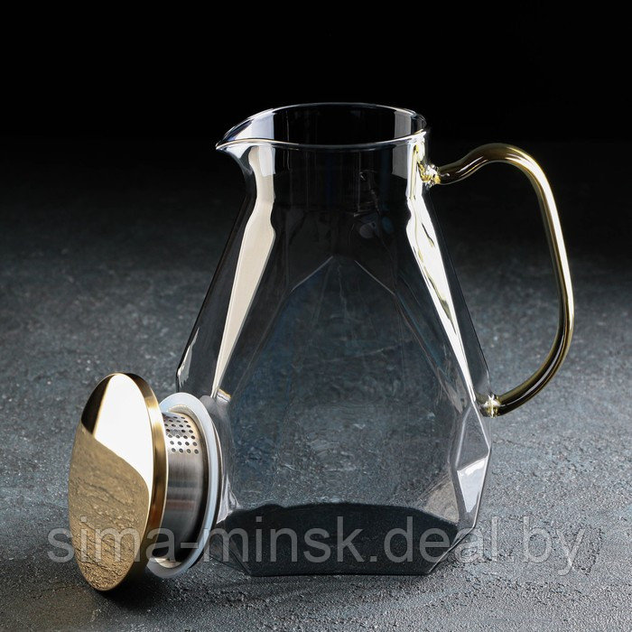 Набор питьевой из стекла Magistro «Дарк. Льдинка», 5 предметов: кувшин 1,6 л, 4 кружки 300 мл, цвет серый - фото 4 - id-p203572174