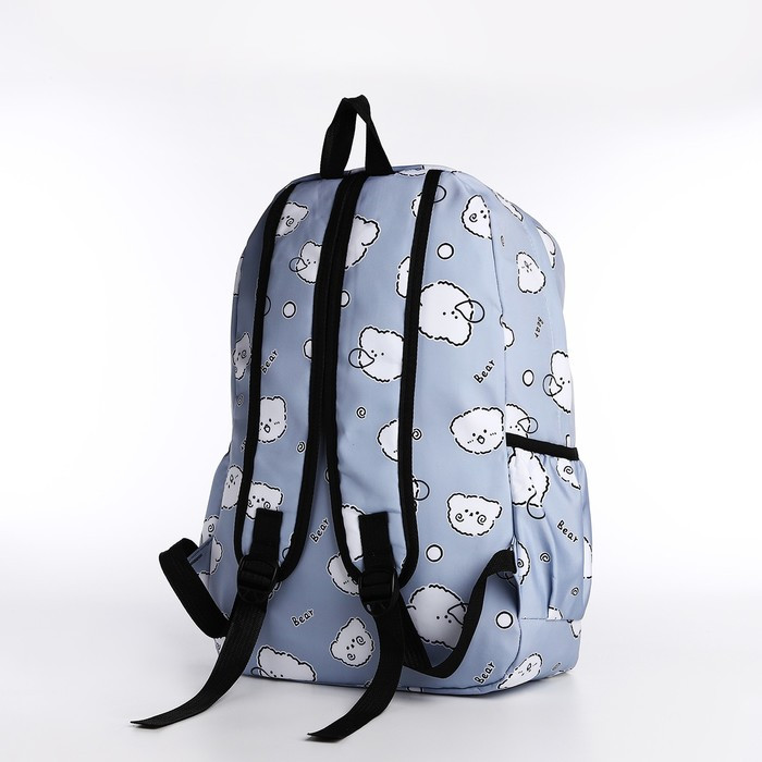 Рюкзак на молнии, 3 наружных кармана, пенал, цвет голубой - фото 3 - id-p216661320