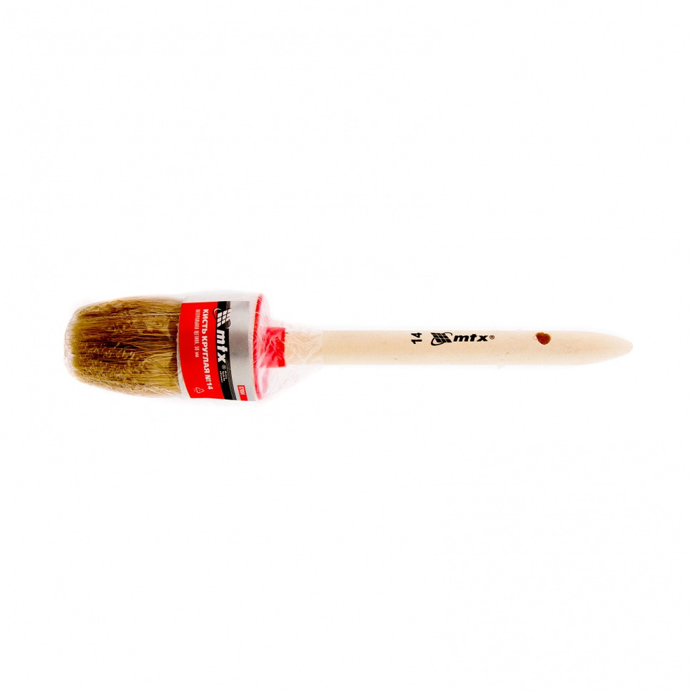 Кисть круглая №14 (50 мм), натуральная щетина, деревянная ручка MTX - фото 3 - id-p216668180