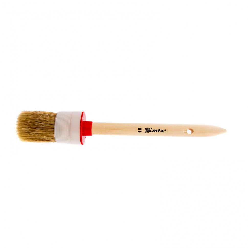 Кисть круглая №10 (40 мм), натуральная щетина, деревянная ручка MTX - фото 1 - id-p216667239