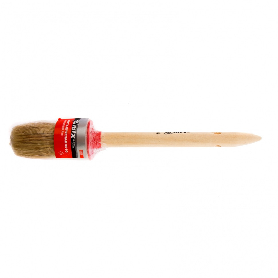 Кисть круглая №10 (40 мм), натуральная щетина, деревянная ручка MTX - фото 3 - id-p216667239