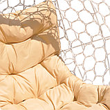 Кресло-кокон подвесное двухместное "Магна" белое с бежевой подушкой, фото 4