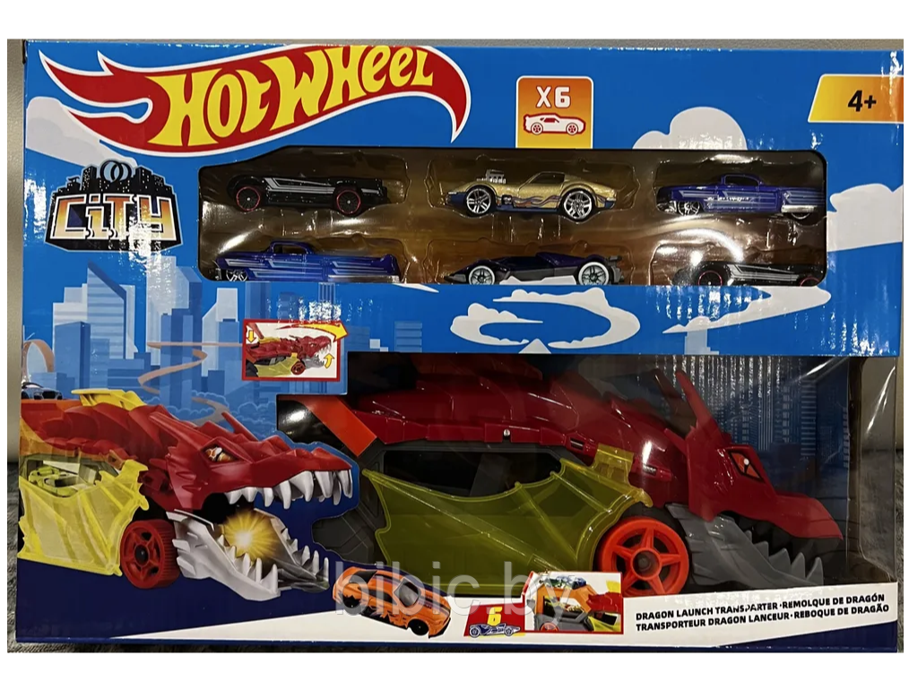 Детский игровой Грузовик Hot Wheel Разъяренный Дракон с хранилищем для машинок, машинки Хотвилс для игры детей - фото 5 - id-p216684974