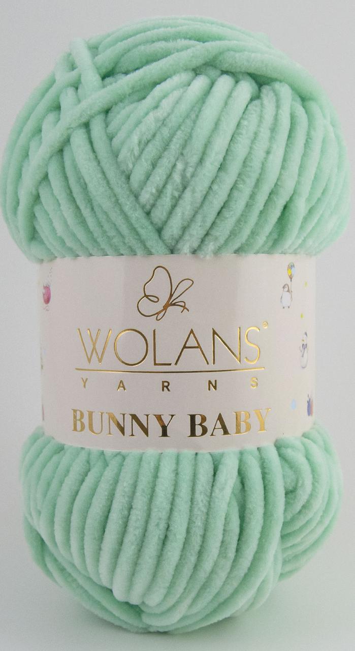 Пряжа плюшевая Wolans Bunny Baby (Банни Бейби) цвет 57 мята - фото 1 - id-p216684939
