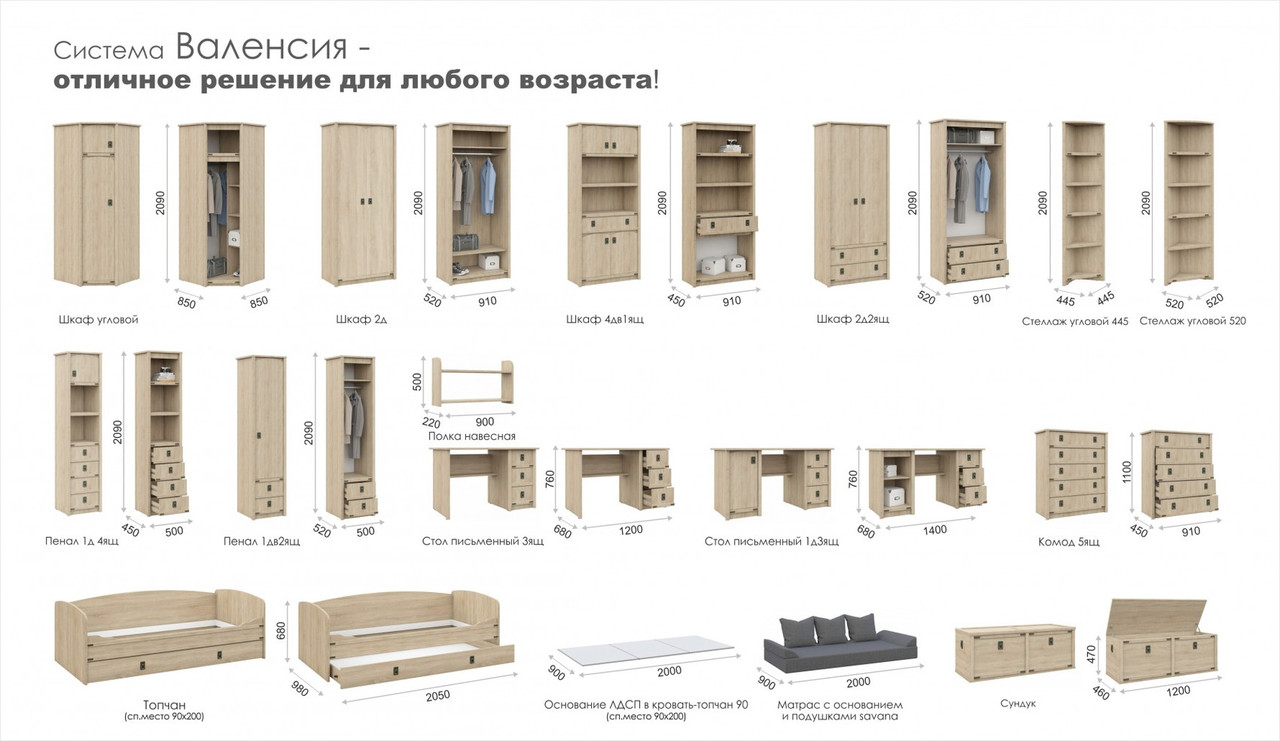 Стол письменный Валенсия 1д3ящ Дуб сонома - фото 4 - id-p216685203