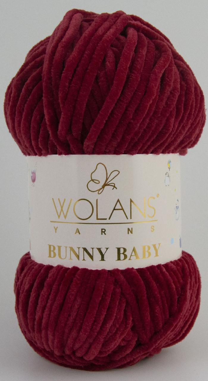 Пряжа плюшевая Wolans Bunny Baby (Банни Бейби) цвет 20 бордовый