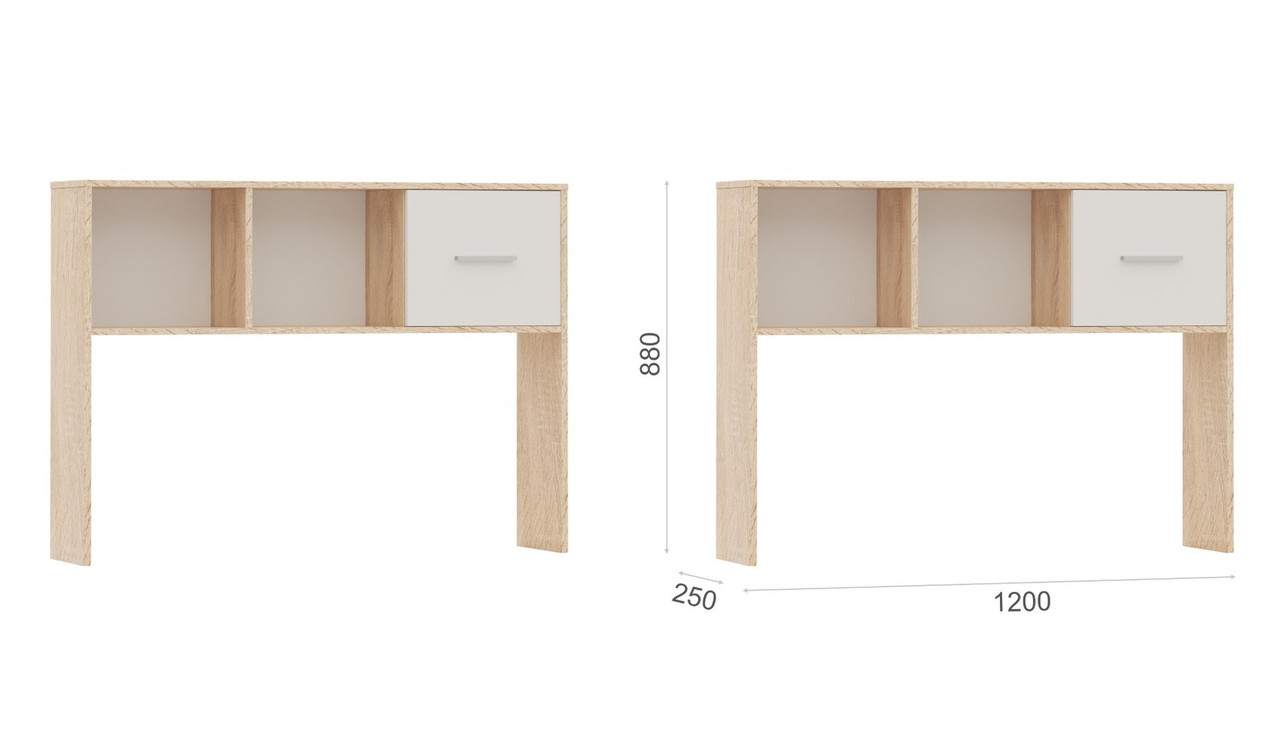 Полка-Надставка стола Стелс 120 Дуб сонома - Белый - фото 2 - id-p216685639