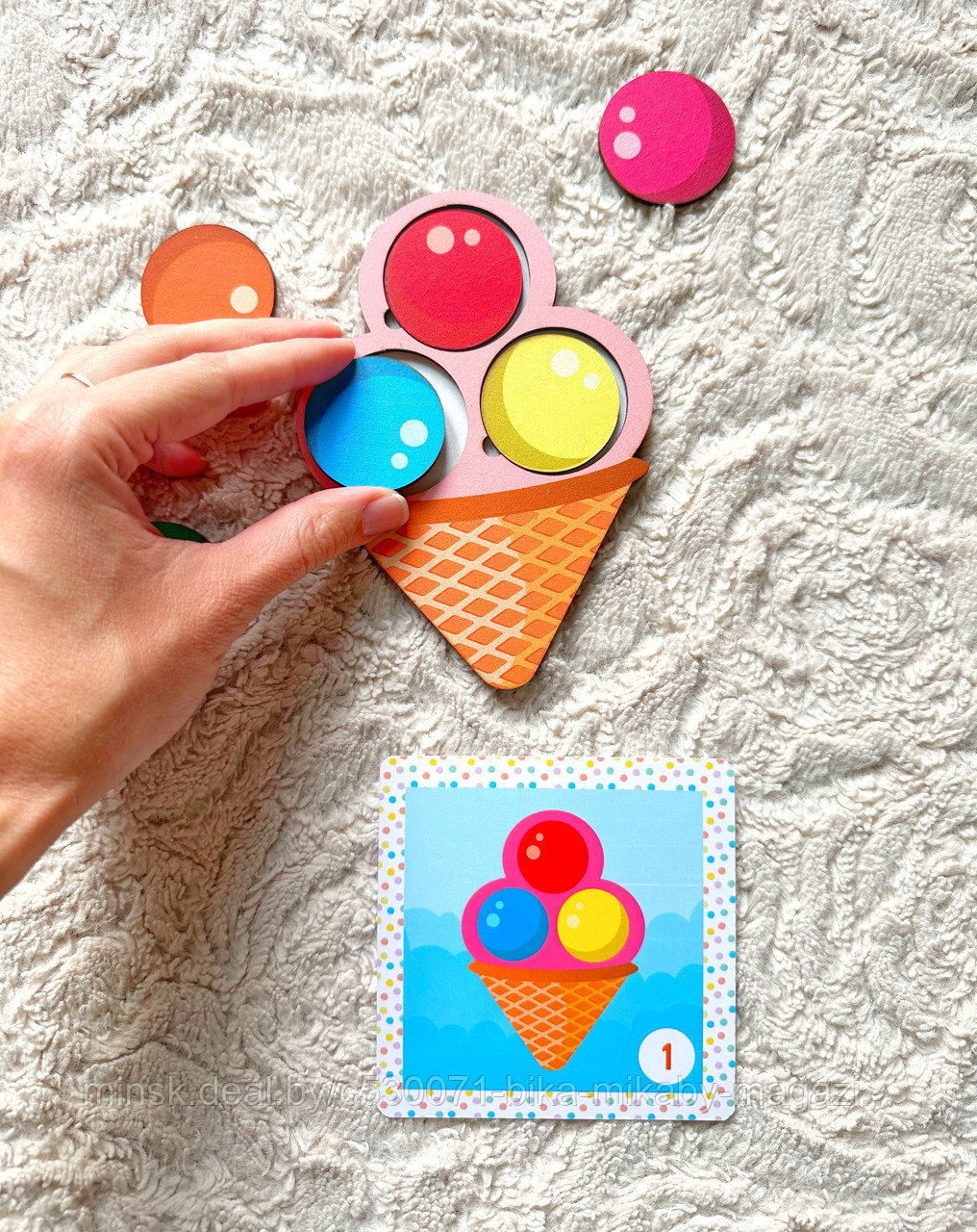 Деревянная мозаика "Мороженое" (с 6 двухсторонними карточками-образцами), SMILEDECOR, арт. 7909798 - фото 2 - id-p216686886
