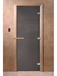 Дверь для бани Doorwood "Сумерки" 700*1900 графит осина (стекло 8мм, 3 петли)