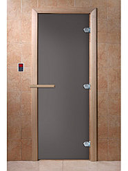 Дверь для бани Doorwood "Затмение" 700*1900 графит матовый осина (стекло 8мм, 3 петли)