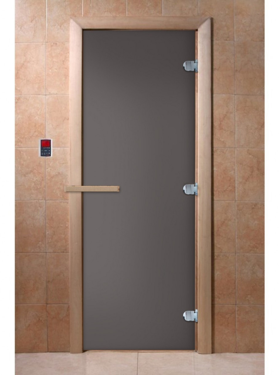 Дверь для бани Doorwood "Затмение" 700*1900 графит матовый осина (стекло 8мм, 3 петли) - фото 1 - id-p216692820