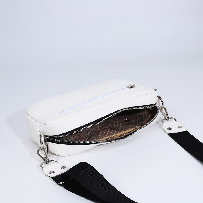 Сумка кросс-боди TEXTURA на молнии, наружный карман, цвет белый - фото 7 - id-p199283455