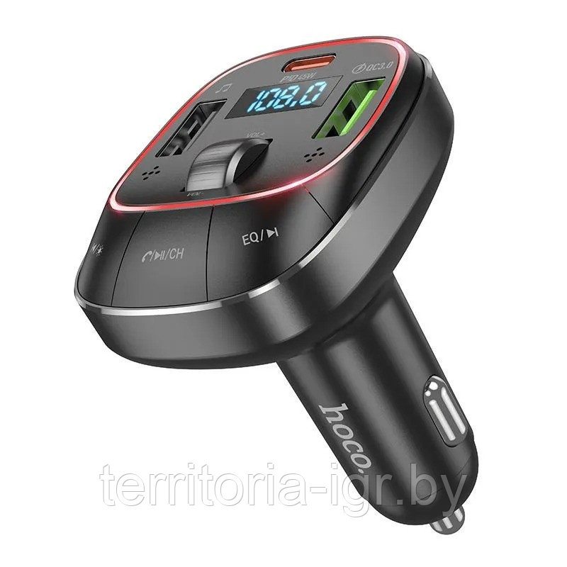 FM-модулятор с автомобильным ЗУ Bluetooth PD45W + QC3.0 E76 черный Hoco - фото 2 - id-p216693285