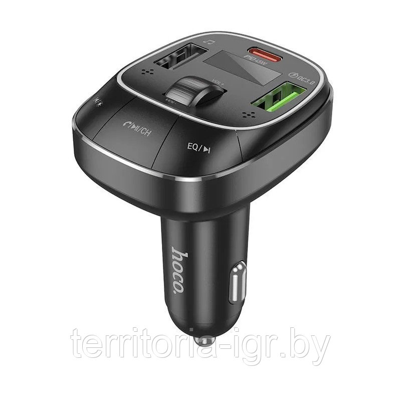 FM-модулятор с автомобильным ЗУ Bluetooth PD45W + QC3.0 E76 черный Hoco - фото 3 - id-p216693285