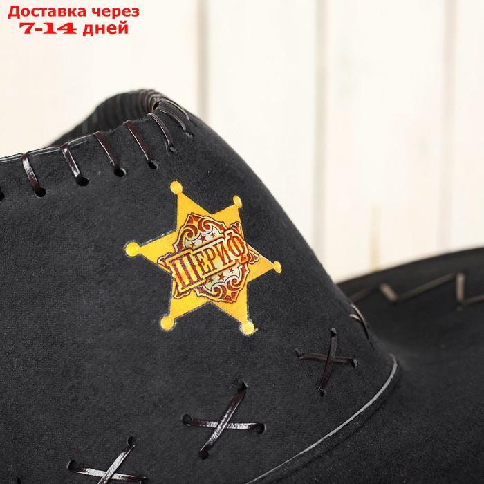Ковбойская шляпа "Шериф", р-р. 56-58, цвет чёрный - фото 2 - id-p216510455