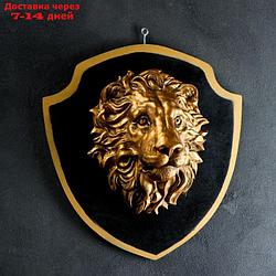 Панно "Голова льва" бронза, щит черный 40см